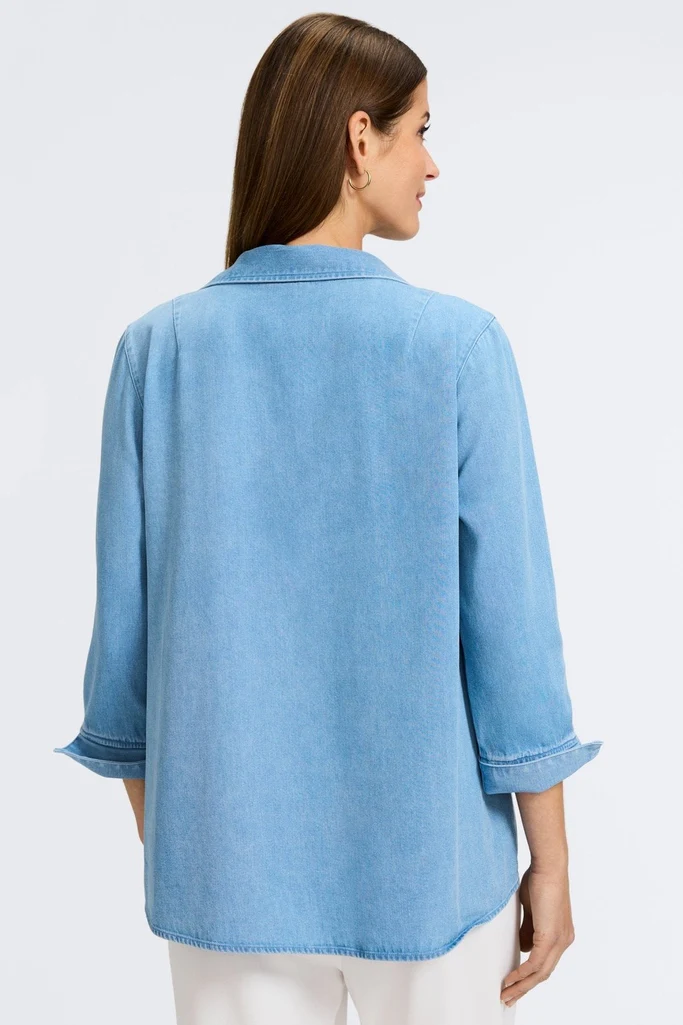 Agnes Tencel® Denim 3/4 Sleeve Popover Shirt - Image 6