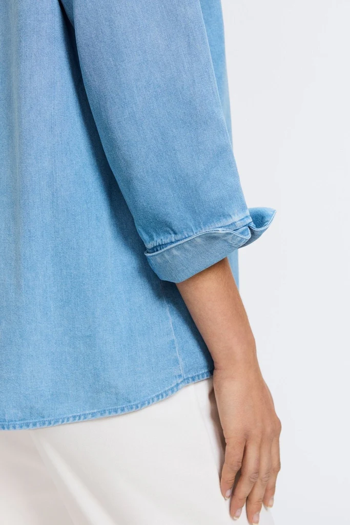 Agnes Tencel® Denim 3/4 Sleeve Popover Shirt - Image 7