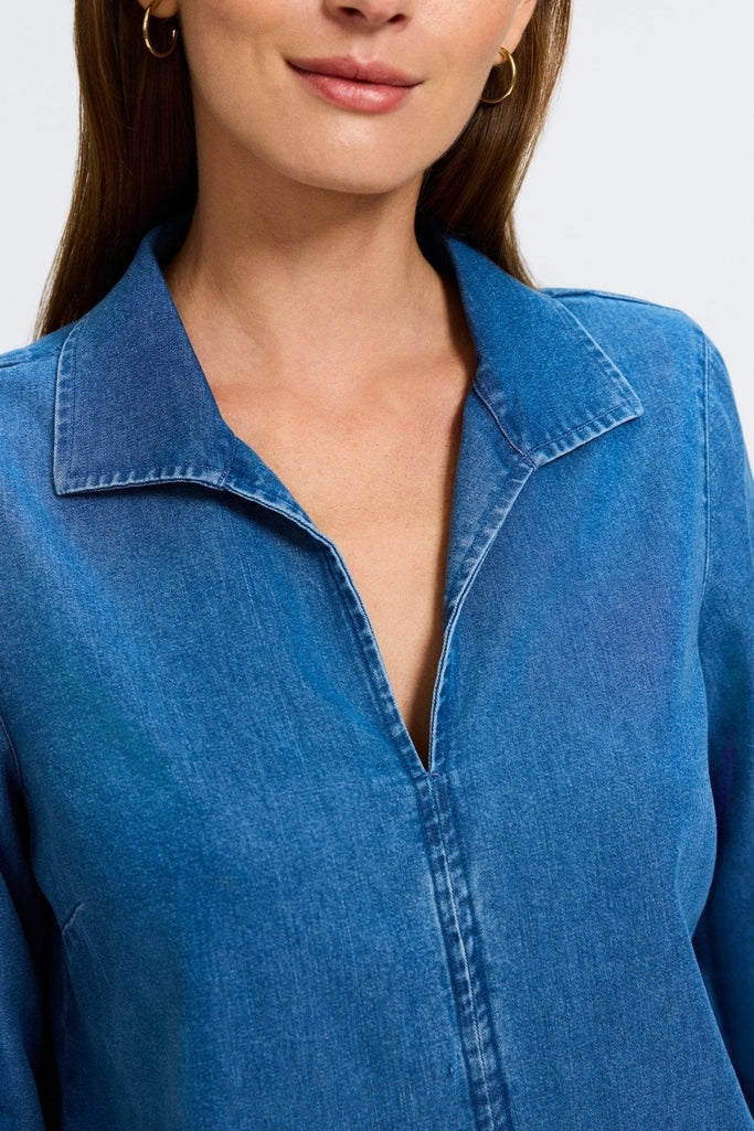 Agnes Tencel® Denim 3/4 Sleeve Popover Shirt - Image 9