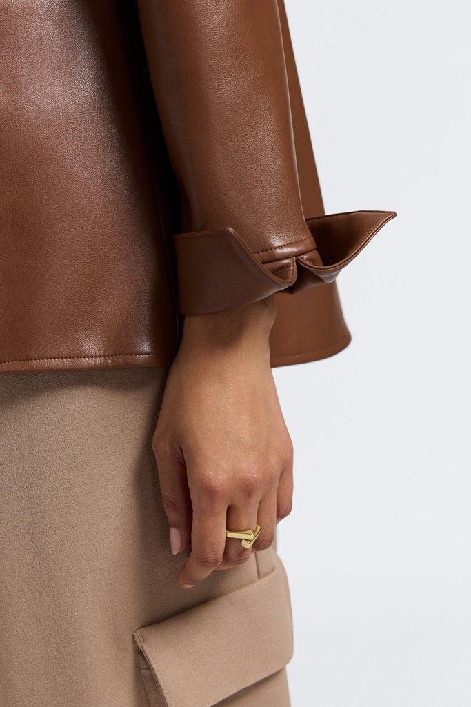 Agnes Vegan Leather Long Sleeve Popover Shirt - Image 22