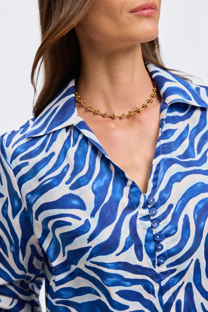 Alexis Tonal Zebra 3/4 Sleeve Popover Shirt - Image 3