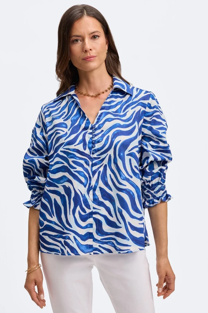 Alexis Tonal Zebra 3/4 Sleeve Popover Shirt - Image 4