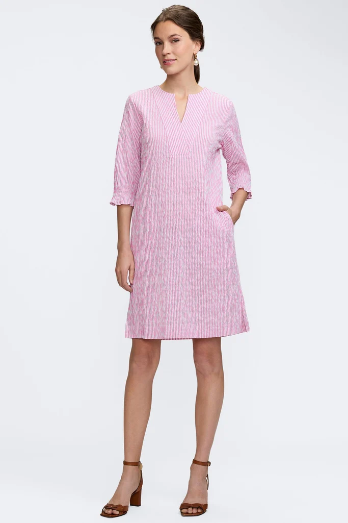 Alicia Crinkle Jacquard 3/4 Sleeve Dress - Image 4