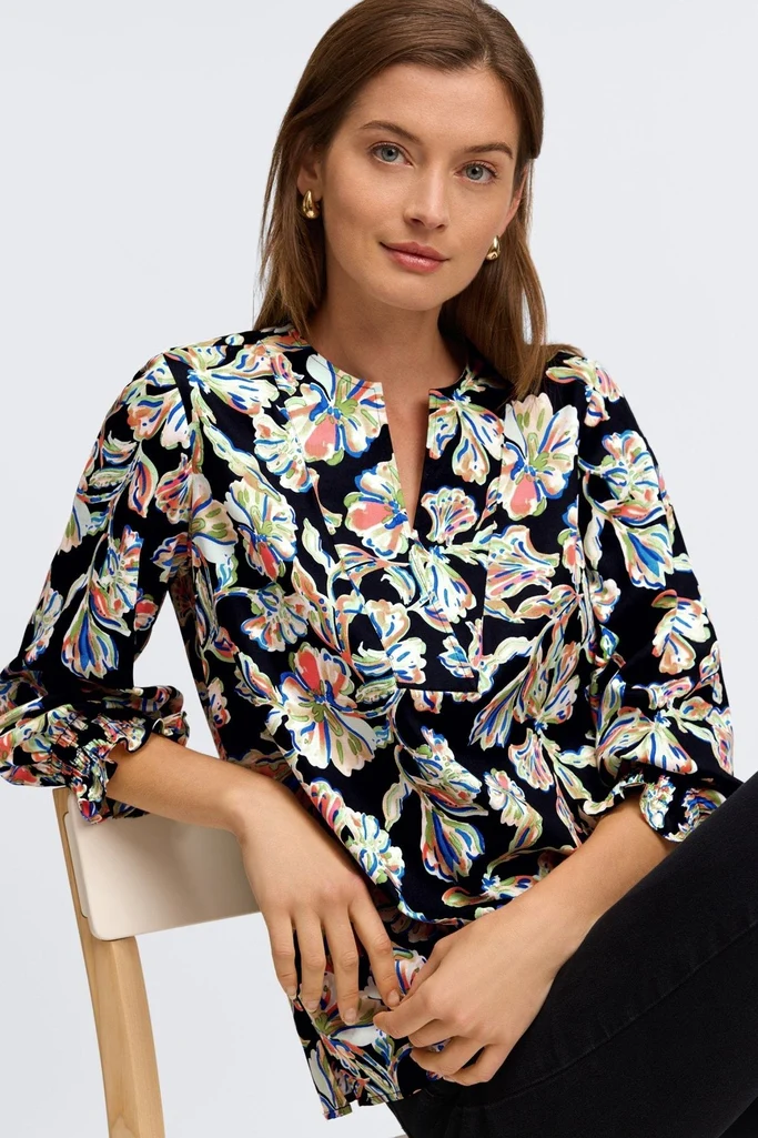 Alicia Night Blossoms 3/4 Sleeve Popover Shirt - Image 7