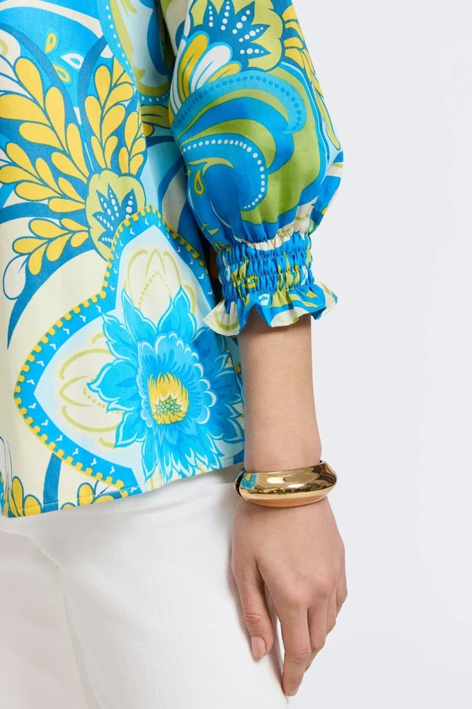 Alicia Tropical Jacobean 3/4 Sleeve Popover Shirt - Image 3