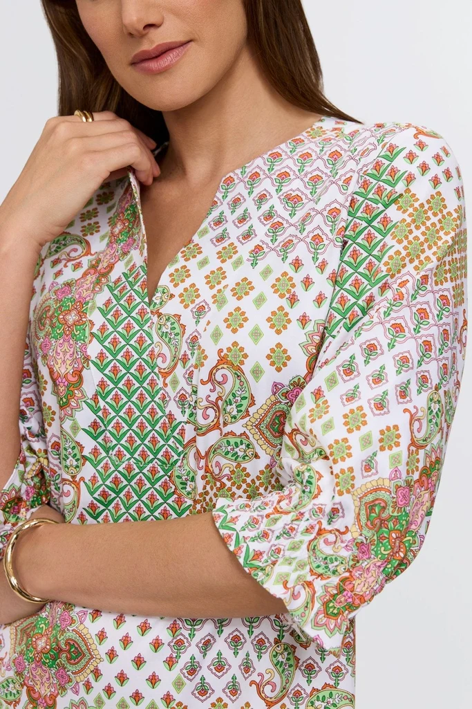 Alicia Patchwork Medallion 3/4 Sleeve Dress - Image 2