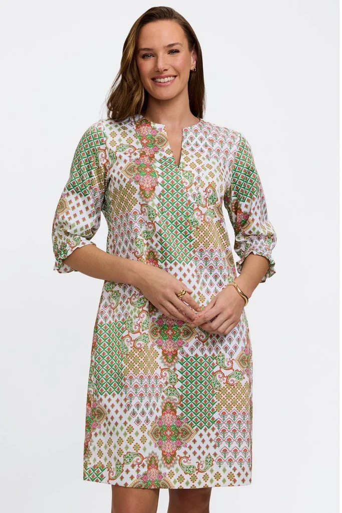 Alicia Patchwork Medallion 3/4 Sleeve Dress - Image 3