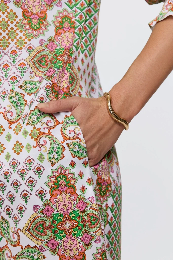 Alicia Patchwork Medallion 3/4 Sleeve Dress - Image 4