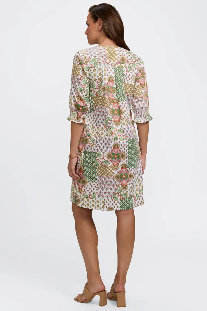 Alicia Patchwork Medallion 3/4 Sleeve Dress - Image 5