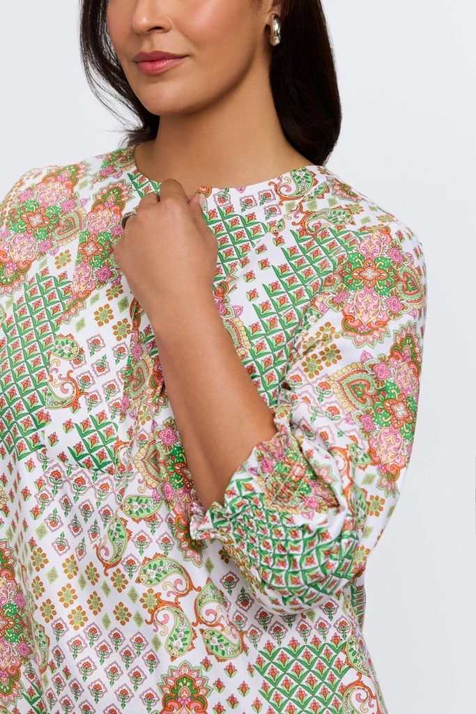 Alicia Plus Patchwork Medallion 3/4 Sleeve Dress - Image 2