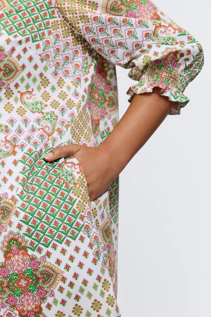 Alicia Plus Patchwork Medallion 3/4 Sleeve Dress - Image 3