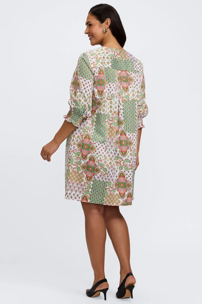 Alicia Plus Patchwork Medallion 3/4 Sleeve Dress - Image 4