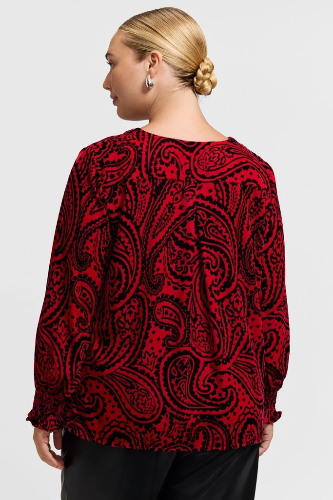 Alicia Plus Velvet Paisley Long Sleeve Popover Shirt - Image 3