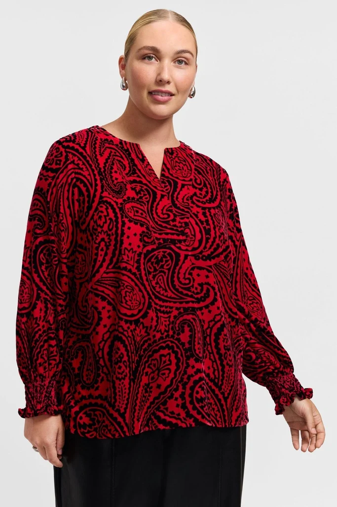 Alicia Plus Velvet Paisley Long Sleeve Popover Shirt - Image 4
