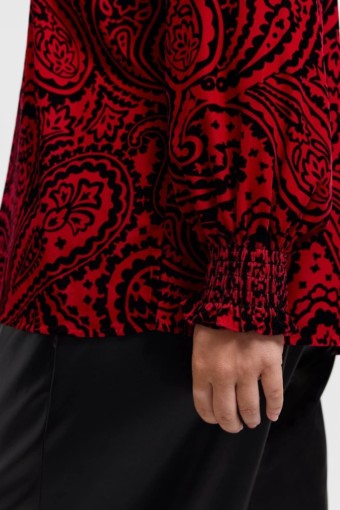 Alicia Plus Velvet Paisley Long Sleeve Popover Shirt - Image 5