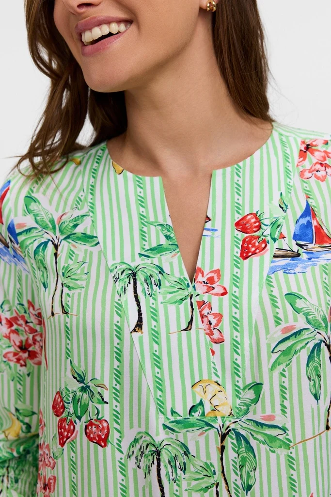 Alicia Resort Stripe 3/4 Sleeve Popover Shirt - Image 2