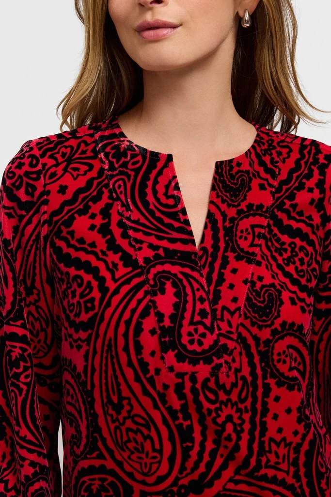 Alicia Velvet Paisley Long Sleeve Popover Shirt - Image 3