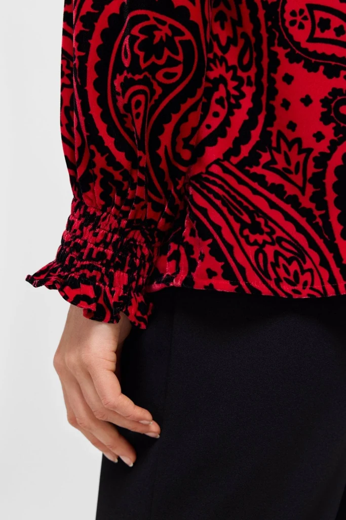 Alicia Velvet Paisley Long Sleeve Popover Shirt - Image 4