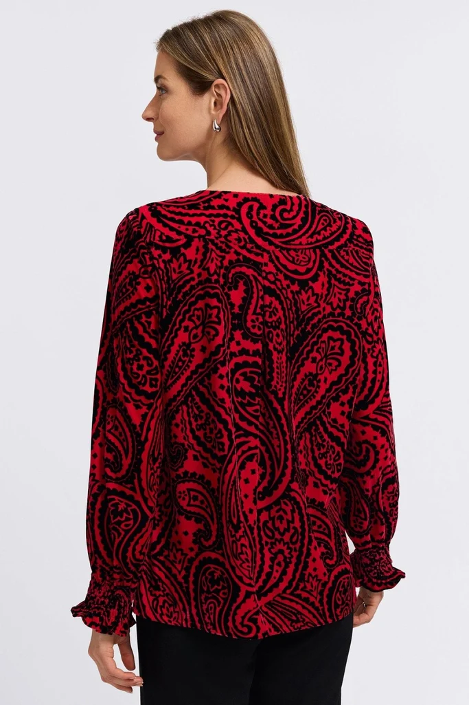 Alicia Velvet Paisley Long Sleeve Popover Shirt - Image 5