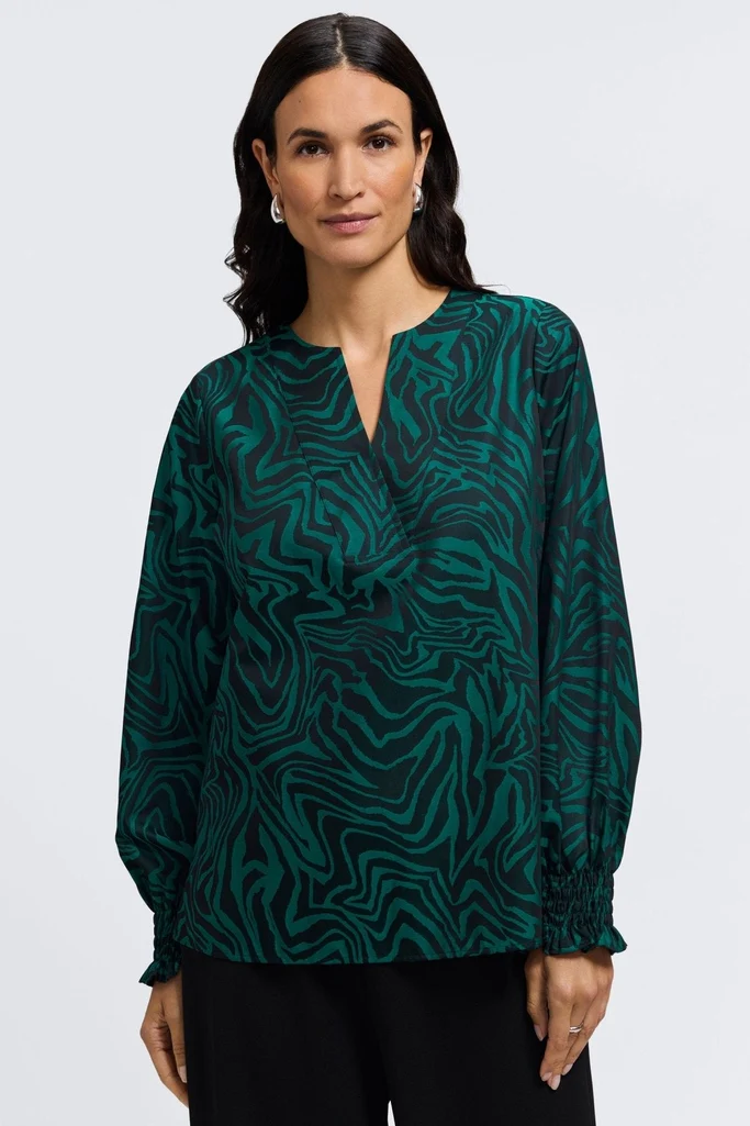 Alicia Zebra Jacquard Long Sleeve Popover Shirt - Image 4