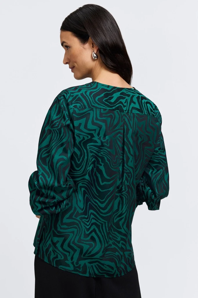 Alicia Zebra Jacquard Long Sleeve Popover Shirt - Image 5
