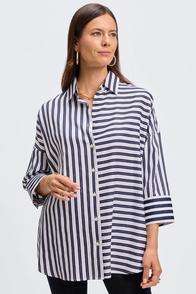 Avery Double Stripe 3/4 Sleeve Shirt - Image 3