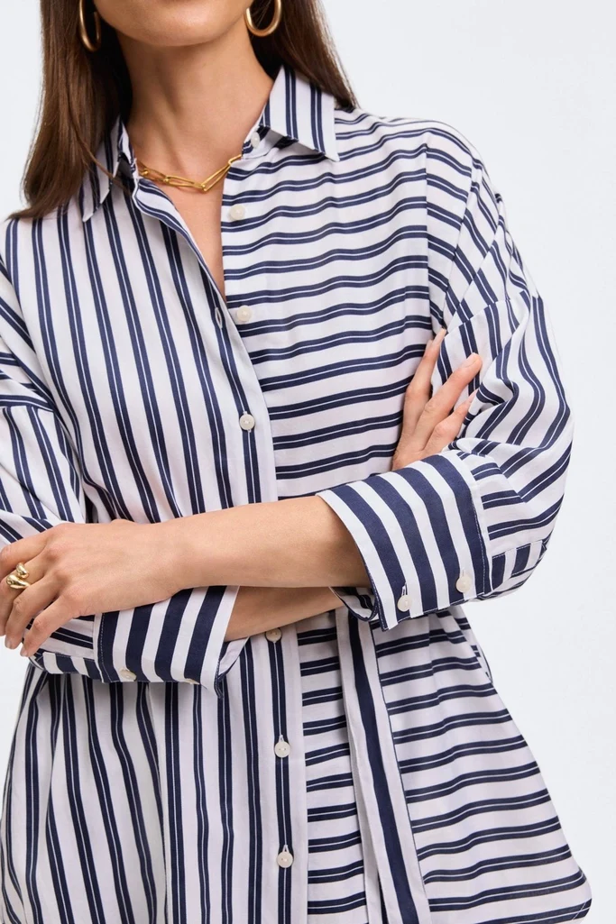 Avery Double Stripe 3/4 Sleeve Shirt - Image 4