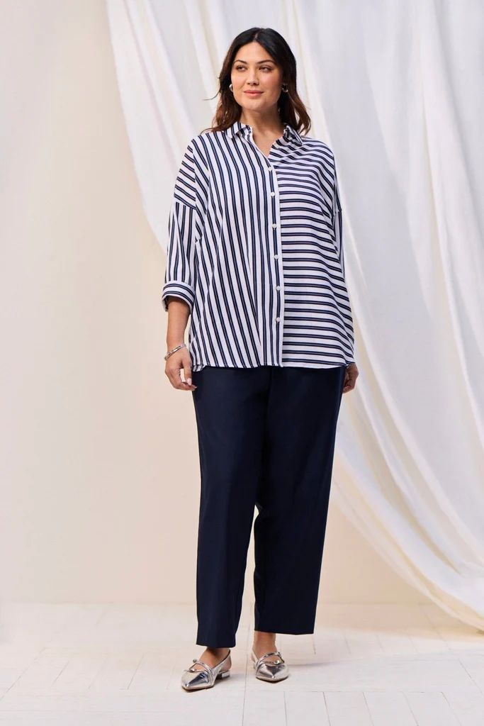 Avery Plus Double Stripe 3/4 Sleeve Shirt - Image 3
