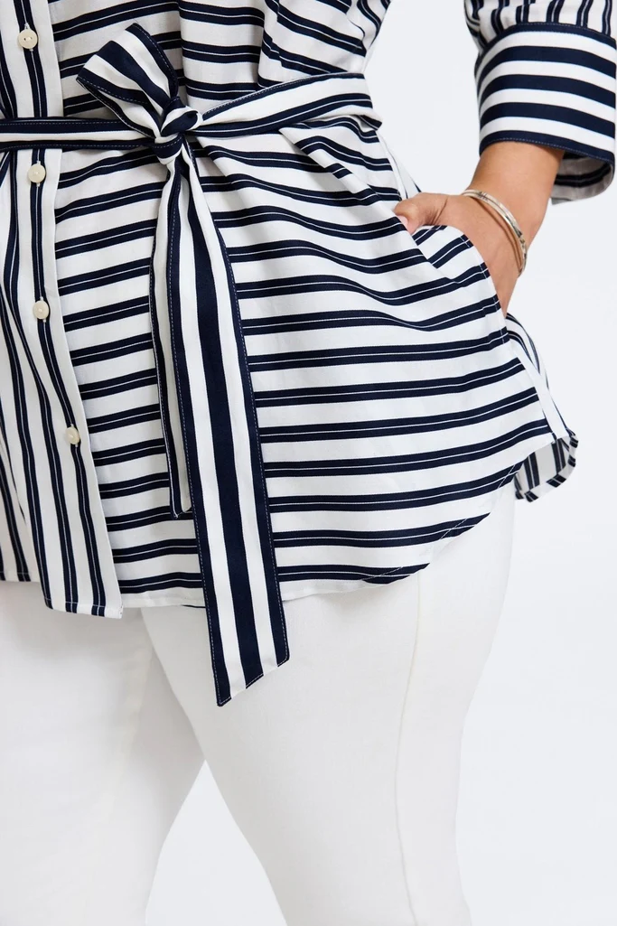 Avery Plus Double Stripe 3/4 Sleeve Shirt - Image 8