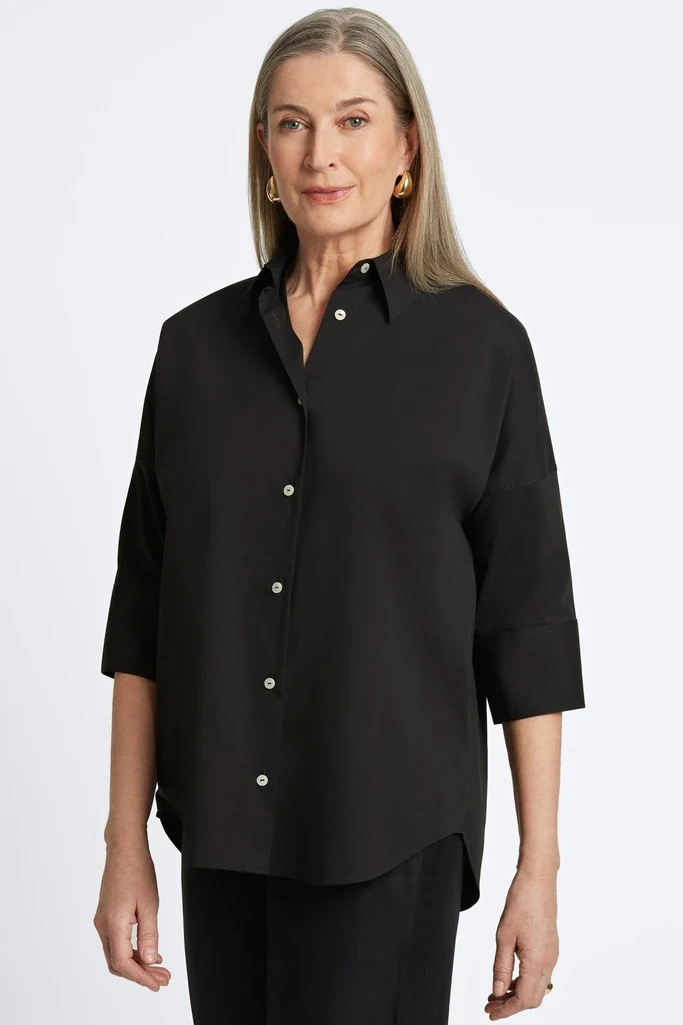 Avery Stretch Matte Sateen 3/4 Sleeve Shirt - Image 15