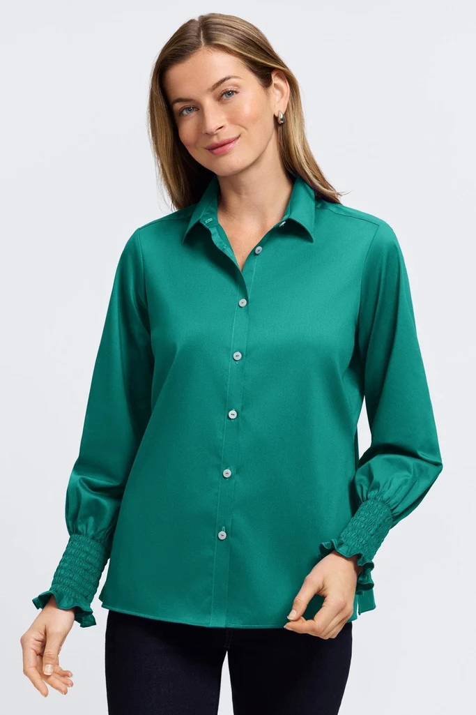 Avril Stretch Matte Sateen Long Sleeve Shirt - Image 19