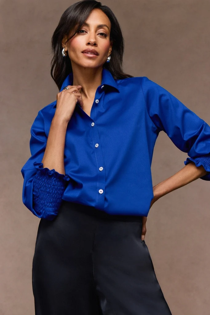 Avril Stretch Matte Sateen Long Sleeve Shirt - Image 5