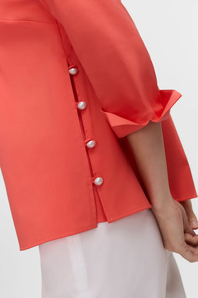 Beatrice Pearl Stretch Matte Sateen 3/4 Sleeve Shirt - Image 12