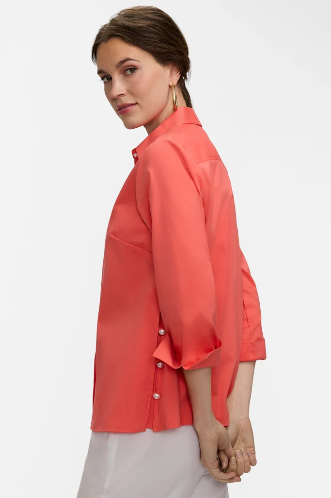 Beatrice Pearl Stretch Matte Sateen 3/4 Sleeve Shirt - Image 13