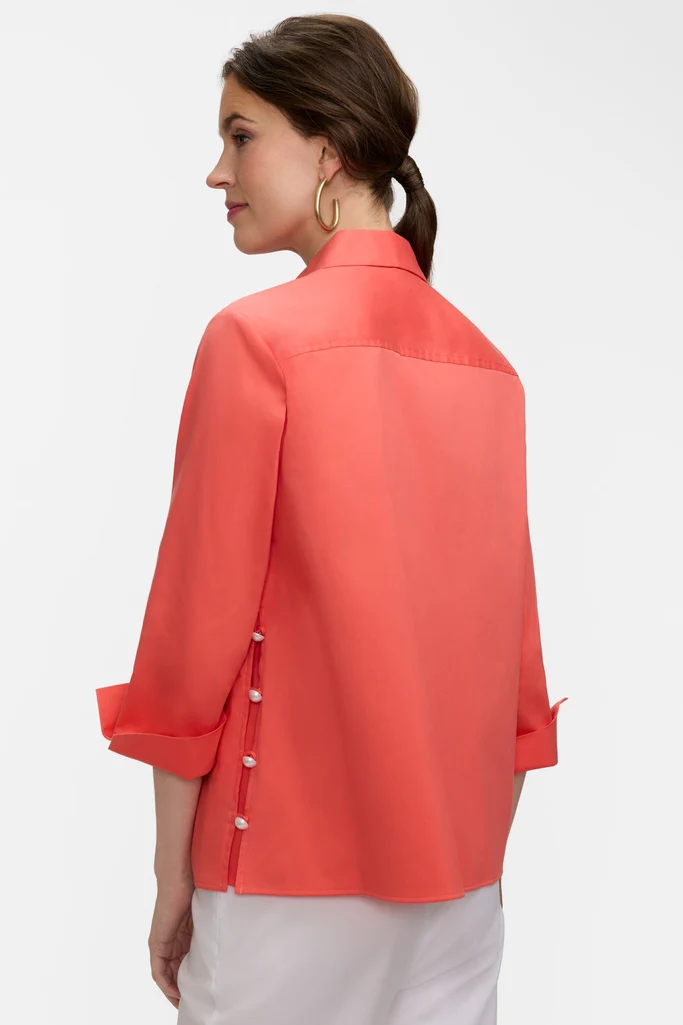 Beatrice Pearl Stretch Matte Sateen 3/4 Sleeve Shirt - Image 15