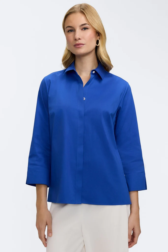 Beatrice Pearl Stretch Matte Sateen 3/4 Sleeve Shirt - Image 16
