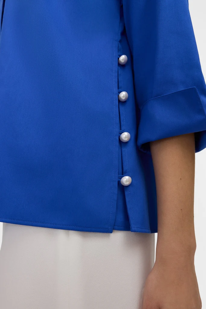 Beatrice Pearl Stretch Matte Sateen 3/4 Sleeve Shirt - Image 17