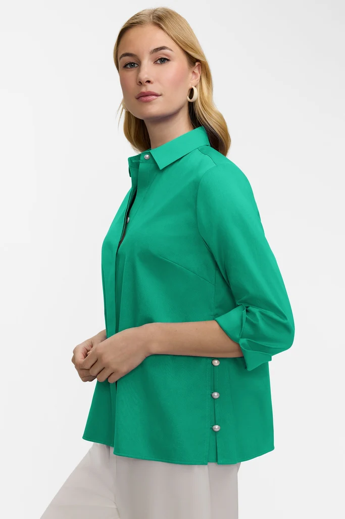 Beatrice Pearl Stretch Matte Sateen 3/4 Sleeve Shirt - Image 23