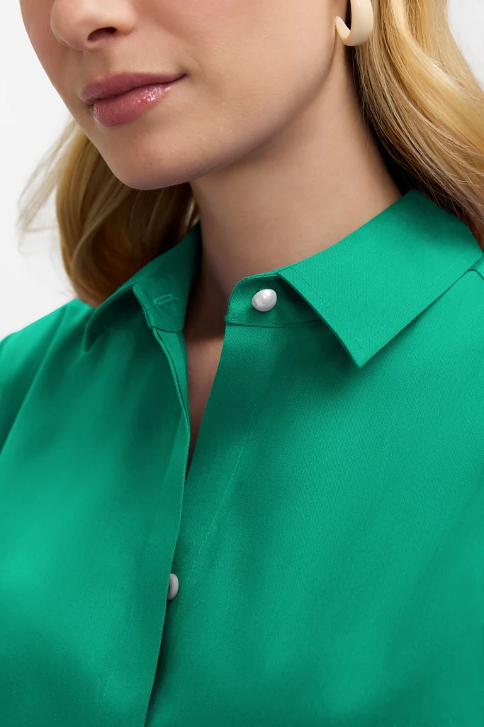Beatrice Pearl Stretch Matte Sateen 3/4 Sleeve Shirt - Image 24