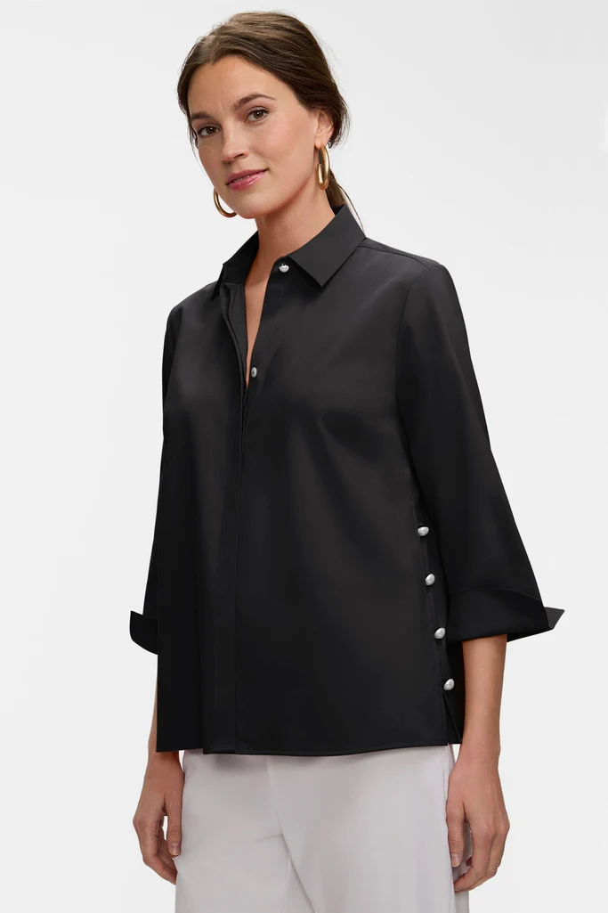 Beatrice Pearl Stretch Matte Sateen 3/4 Sleeve Shirt - Image 26