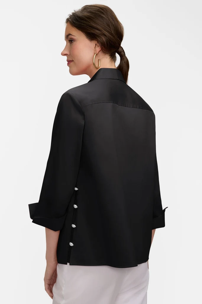 Beatrice Pearl Stretch Matte Sateen 3/4 Sleeve Shirt - Image 29