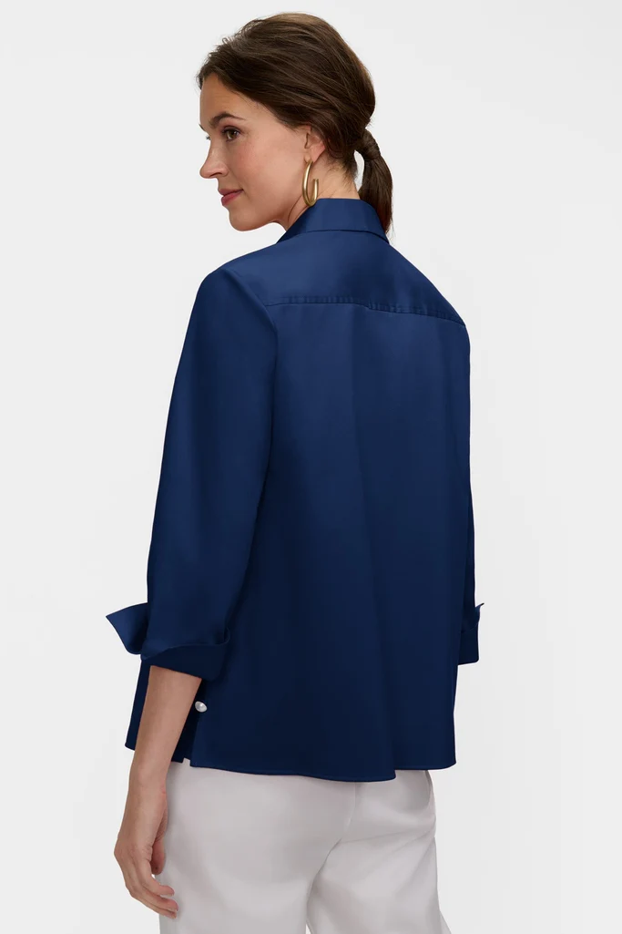Beatrice Pearl Stretch Matte Sateen 3/4 Sleeve Shirt - Image 4