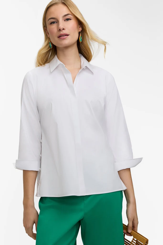 Beatrice Pearl Stretch Matte Sateen 3/4 Sleeve Shirt - Image 5