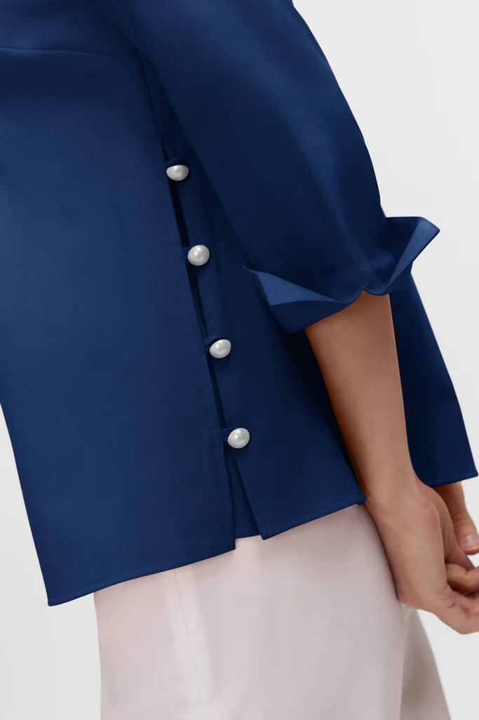 Beatrice Plus Pearl Stretch Matte Sateen 3/4 Sleeve Shirt - Image 20