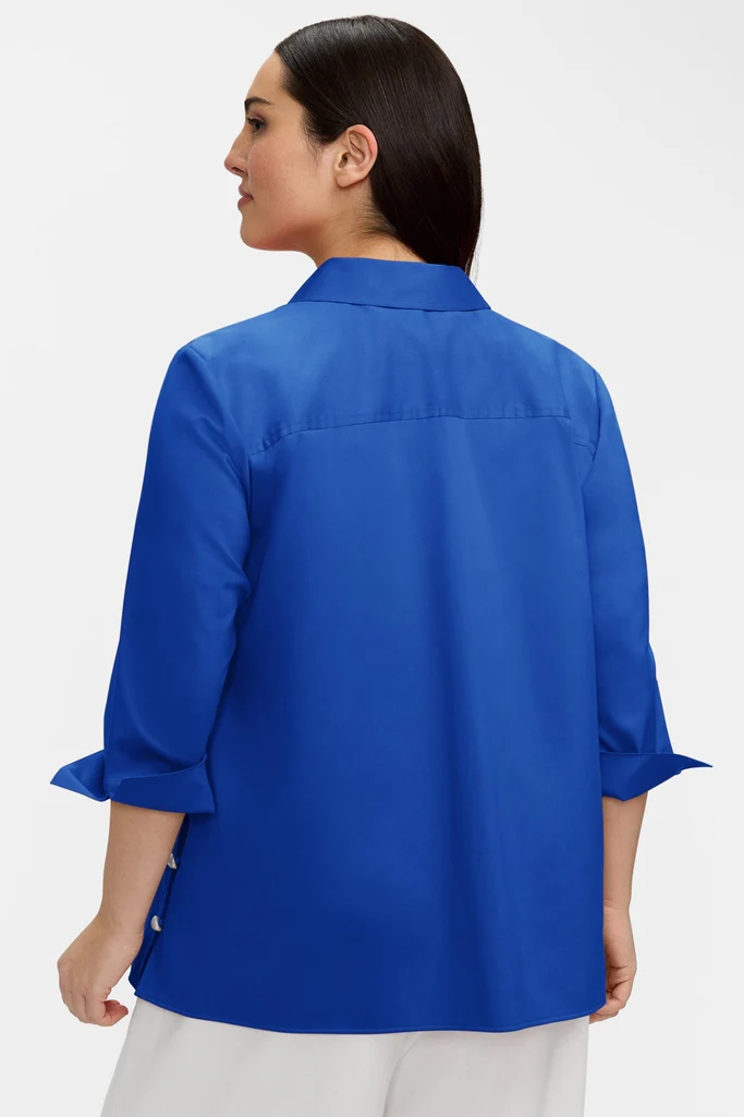 Beatrice Plus Pearl Stretch Matte Sateen 3/4 Sleeve Shirt - Image 4