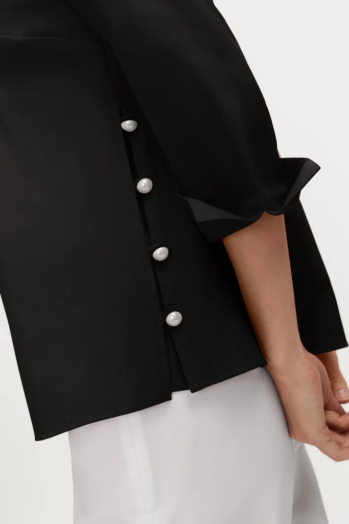 Beatrice Plus Pearl Stretch Matte Sateen 3/4 Sleeve Shirt - Image 6