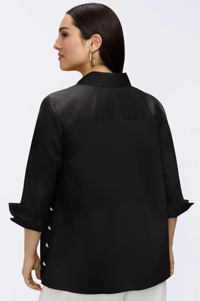 Beatrice Plus Pearl Stretch Matte Sateen 3/4 Sleeve Shirt - Image 8