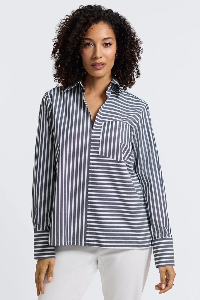 Bella No Iron Stretch Striped Long Sleeve Shirt - Image 5