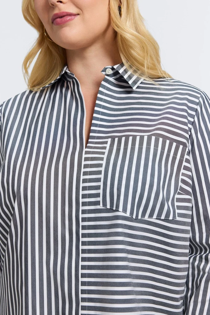 Bella Plus No Iron Stretch Striped Long Sleeve Shirt - Image 6