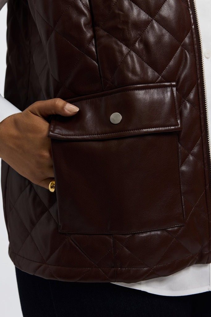 Billie Plus Vegan Leather Quilted Vest - Image 11